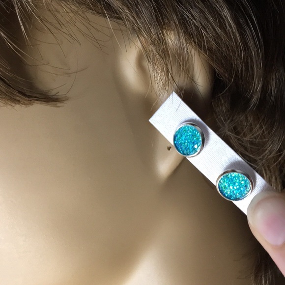 Blue Druzy Earrings - Picture 4 of 5